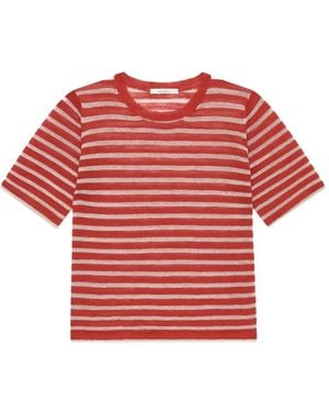 Maliparmi Striped Metallic-Thread T-Shirt - Red