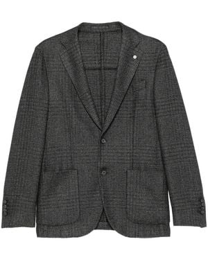 Luigi Bianchi Prince Of Wales-Check Blazer - Gray