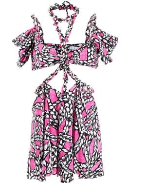 Area Rope-Print Cut-Out Minidress - Multicolor