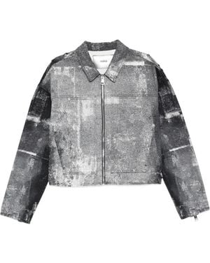 Purple Brand Carpenter Palms Patterned Zip Jacket - Grey
