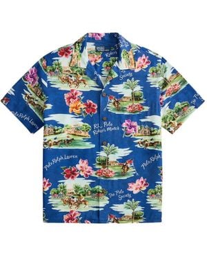 Polo Ralph Lauren Tropical-Print Camp Shirt - Blue