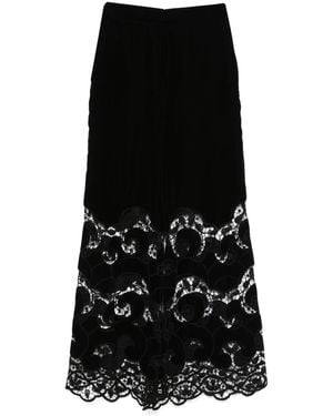 Elie Saab Hose Aus Samt - Schwarz