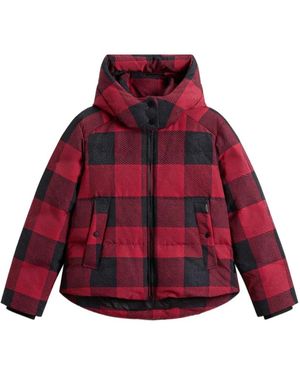 Woolrich Check-Pattern Padded Jacket - Red