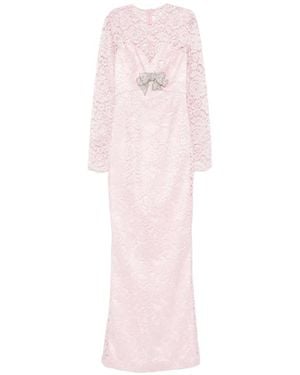 SILK LOVE & LACE Bow-Detail Lace Dress - Pink