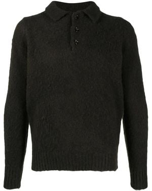 Aspesi Shetland Polo Jumper - Black