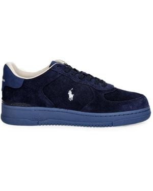 Polo Ralph Lauren Mastr Ct Rib Logo-Embroidered Calf Suede Trainers - Blue