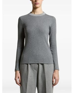 Peserico Ribbed-Knit Long-Sleeve T-Shirt - Grey