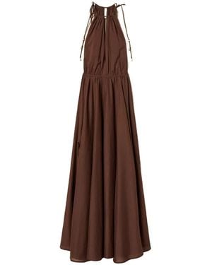 Twinset Halter Slit Maxi Dress - Brown
