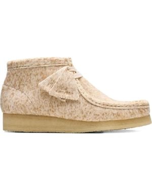 Clarks Wallabee "Speckled Hair On" Derby Shoes - Natural
