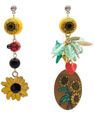 Amir Slama Sunflower-Motif Drop Earrings - Metallic