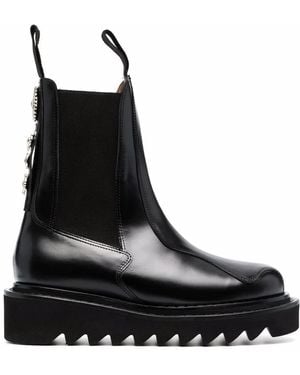 Toga Ridged Sole Chelsea Boots - Black