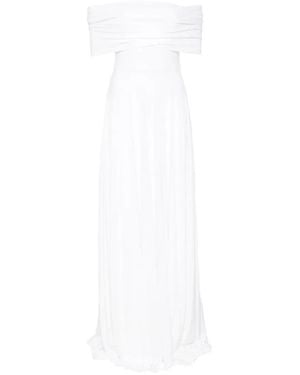 Norma Kamali Off-Shoulder Pleated Dress - White