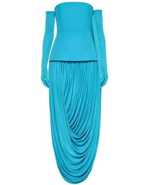 Chats by C.Dam Draped Tube Maxi Dress - Blue