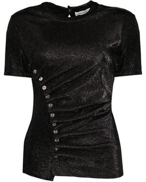 Rabanne Draped Press-Stud Top - Black