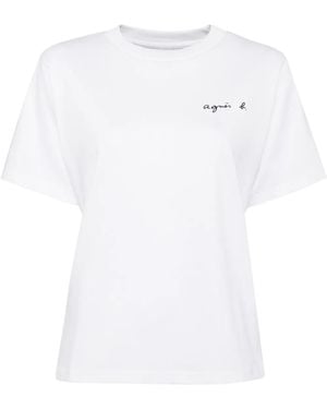 agnès b. Logo-Print Cotton T-Shirt - White