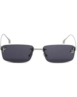 Fendi First Crystal-Embellished Rectangle-Frame Sunglasses - White