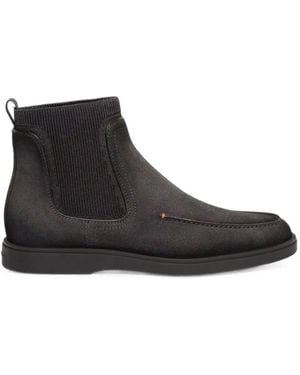 Santoni Leather Chelsea Boots - Black