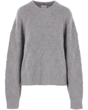 Allude Cable-knit Crew-neck Sweater - グレー