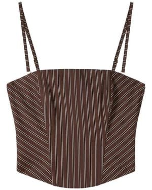 Patrizia Pepe Striped Corset-Style Cotton Top - Brown
