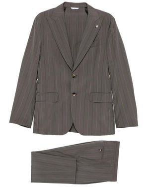 Manuel Ritz Pinstripe Single-Breasted Suit - Grey