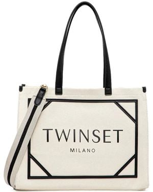 Twinset Logo Tote Bag - White
