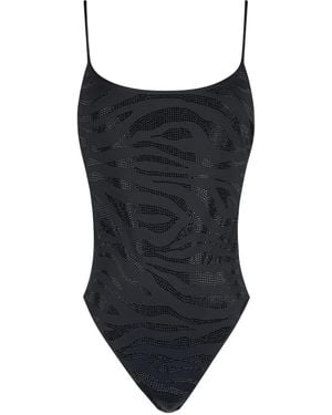 Mc2 Saint Barth Cecille Zebra Strass Swimsuit - Black