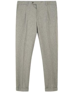 Barba Napoli Naples Pleated Turn-Up Trousers - Grey