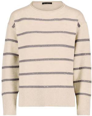 Betty Barclay Sequin-Embellished Striped Jumper - Natural