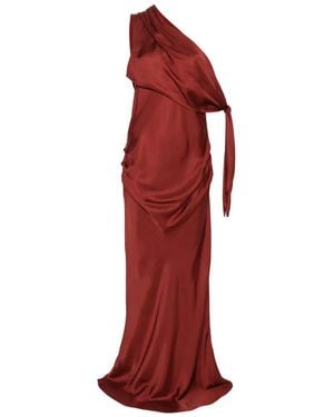 Aniye By One-Shoulder Draped Dress - Red