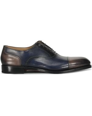 Ferragamo Leather Paneled Shoes - Blue