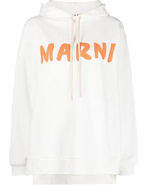 Marni Logo-Print Cotton Hoodie - White
