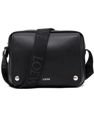 Loewe Logo-Plaque Shoulder Bag - Black