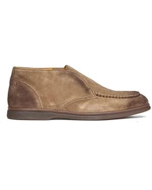 Doucal's Contrast-Stitching Desert Boots - Brown