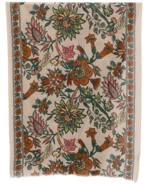 Claudio Cutuli Floral-Print Frayed Scarf - Metallic