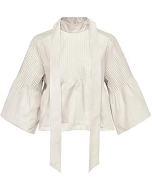 Club21 Pintuck Pussy-Bow Top - White