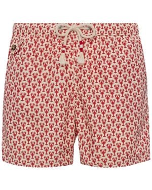 MC2 Saint Barth Lobster-Print Swim Shorts - Red