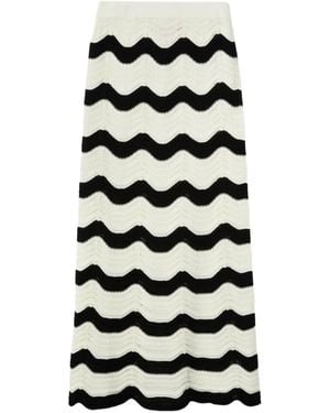 La DoubleJ Chevron-Wave Maxi Skirt - White