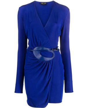 Tom Ford Gerafftes Minikleid - Blau