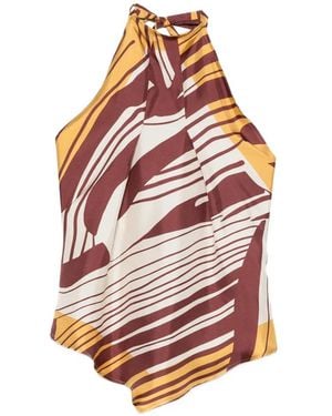 Raquel Diniz Lea Abstract-Print Halterneck Top - Brown