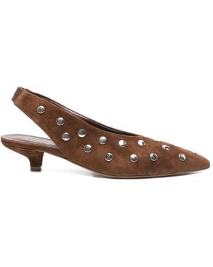 BIANCADI Studded-Embellishment Slingback Court Shoes - Brown