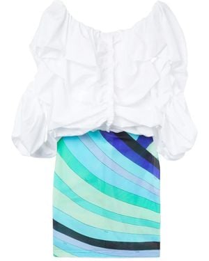 Emilio Pucci Puff-Sleeve Printed Dress - Blue