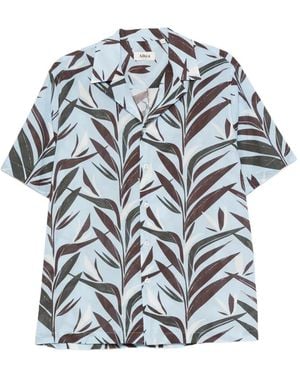 Altea Leaf-Print Short-Sleeve Shirt - Grey