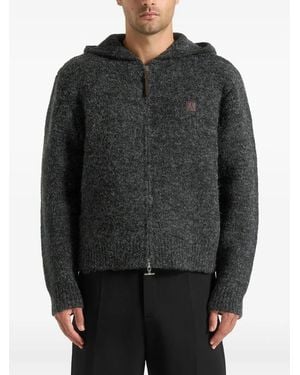 Manière De Voir Billie Brushed Zip-Fastening Hoodie Cardigan - Grey