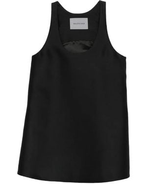 Balenciaga Scoop-Neck A-Line Dress - Black