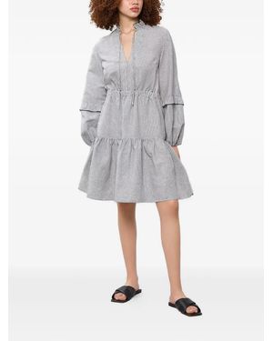 IVY & OAK Diora Ruffled Striped Mini Dress - Grey