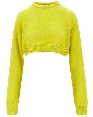 Balenciaga Crew-Neck Cropped Top - Yellow