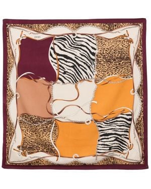 Liu Jo Animal-Print Chain-Link Scarf - Brown