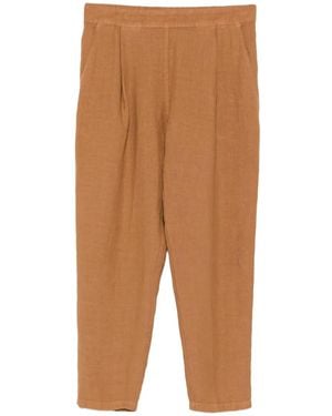 120% Lino Pleated Linen Trousers - Brown