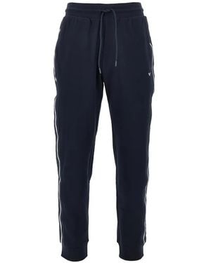 EA7 Logo-Patch Side-Stripe Track Pants - Blue