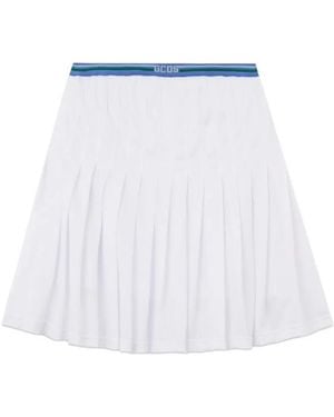 Gcds Logo-Detail Pleated Mini Skirt - White
